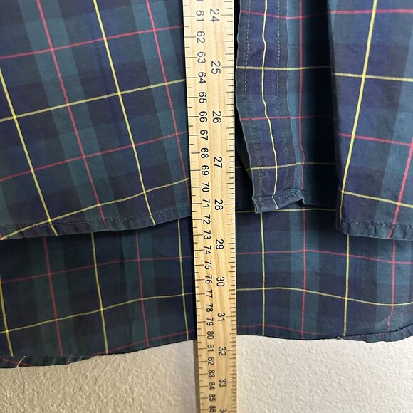 Club Room Dress Button Up Shirt Plaid Collared Formal Casual Men L Green Retro - Picture 3 of 11